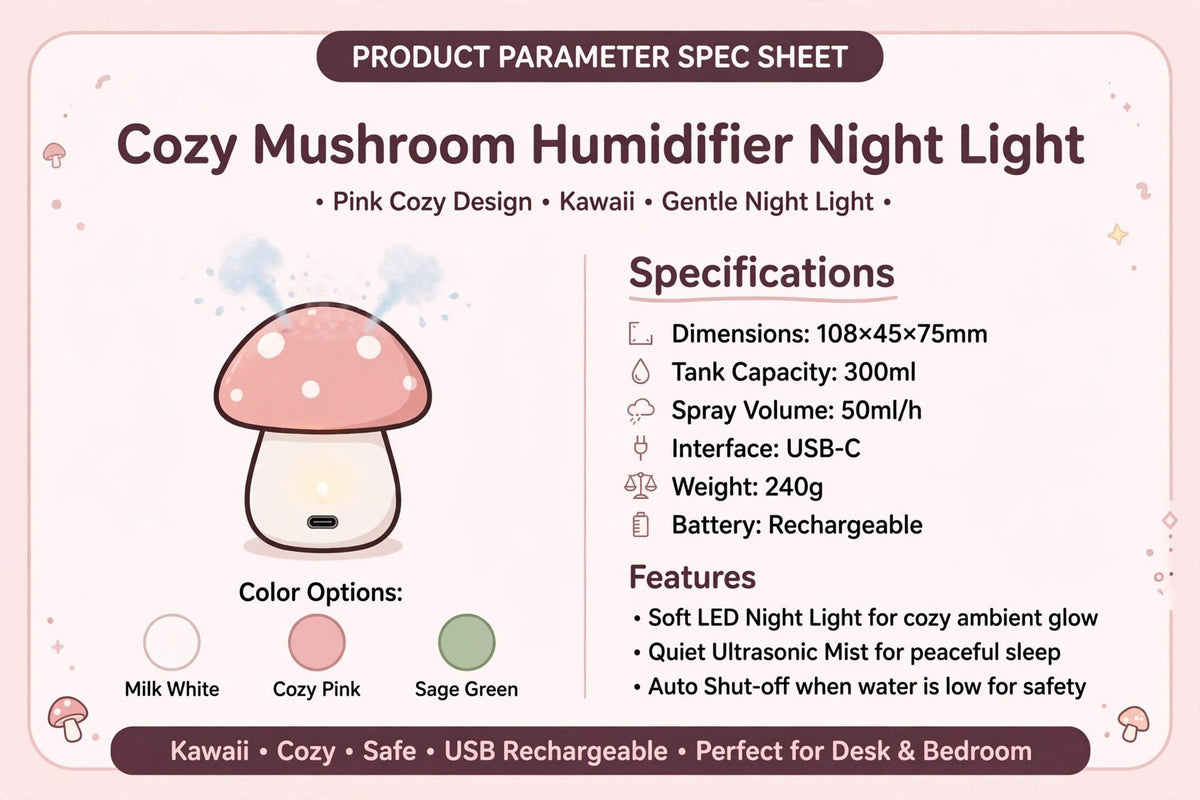 Cozy Mushroom Humidifier - 3-in-1 Cloud Mist Night Light | Cozy Mist Lab